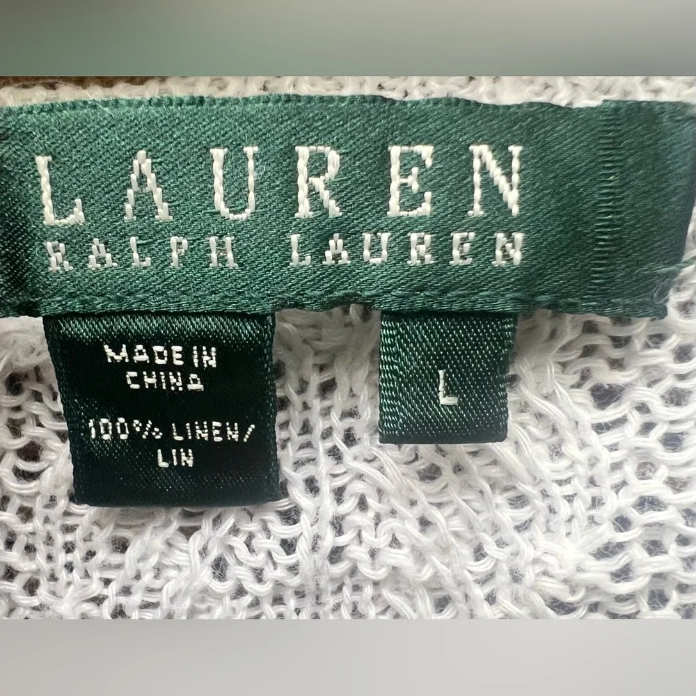 Lauren Ralph Lauren- Women's Linen White Cable Knit Sweater-‎ Large